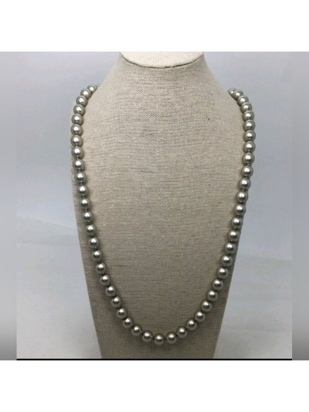 Vintage Joan Rivers Gray Faux Pearl Necklace NWOT 30"
